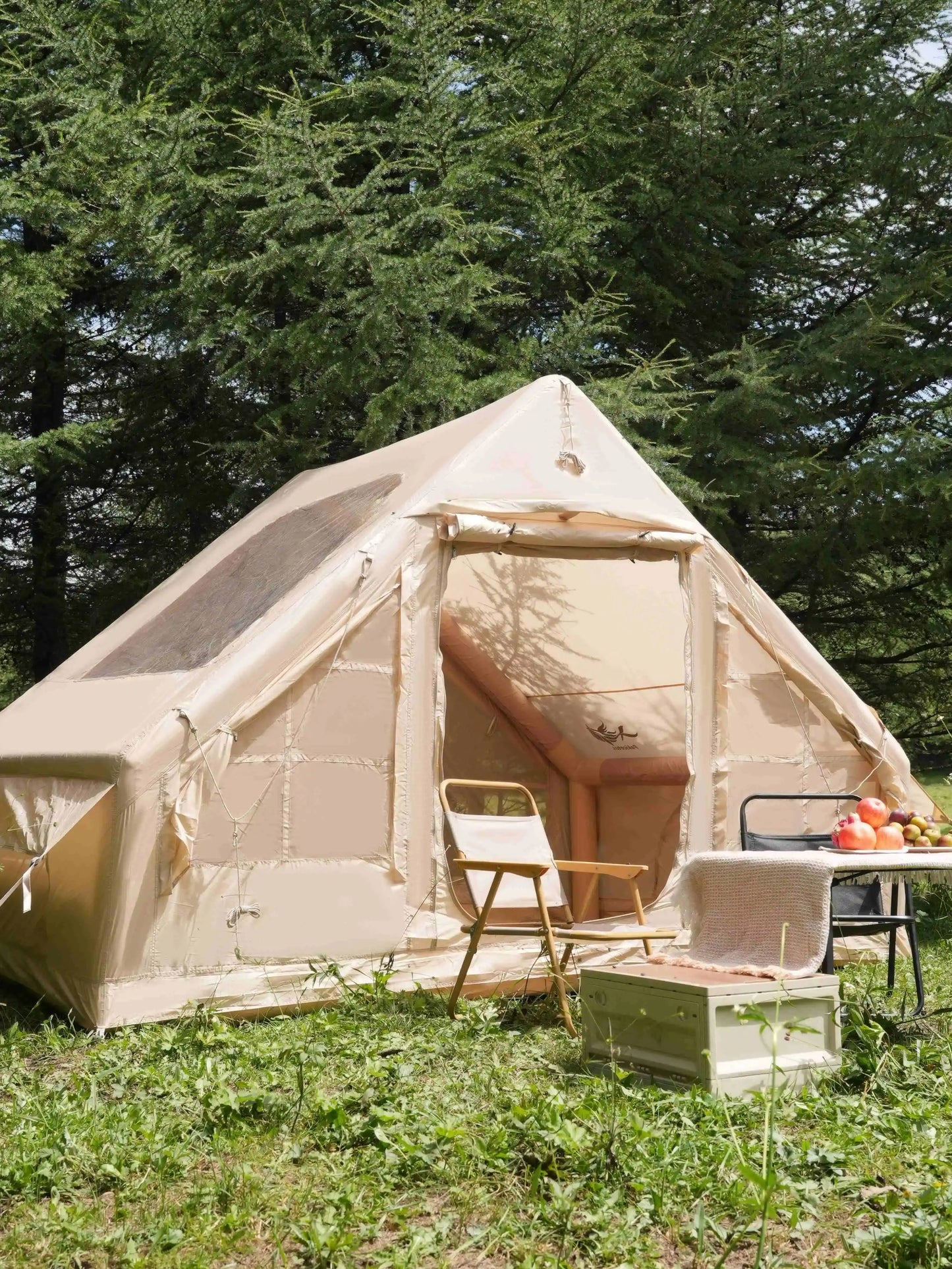 PAKICETUS Inflatable Camping Tent with Skylight, Quick Setup Family Glamping Tent for 4-6 People