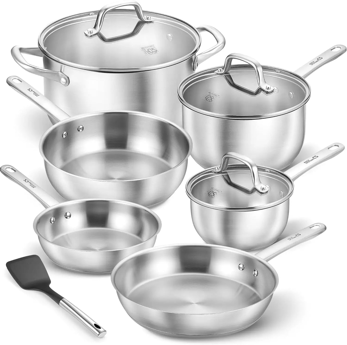 KOCH SYSTEME CS 10-Piece Stainless Steel Cookware Set – Induction Ready, Oven Safe to 500°F