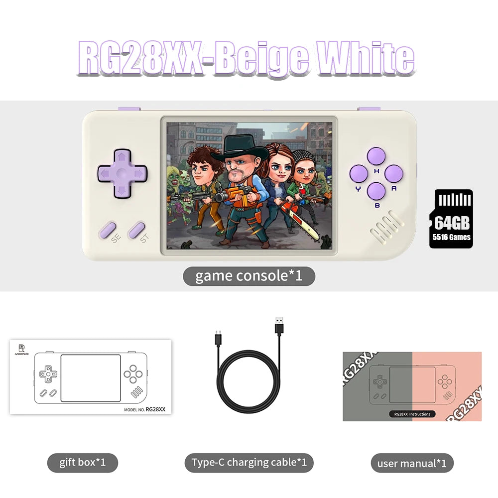 ANBERNIC RG28XX Retro Handheld Gaming Console – 64GB Linux System, 30+ Emulators & 5000+ Games