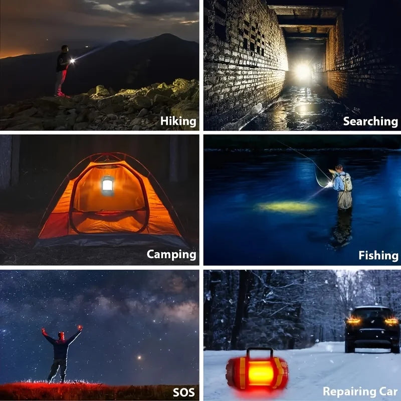 Rechargeable LED Camping Lantern 1000LM Flashlight with Power Bank & 6 Lighting Modes