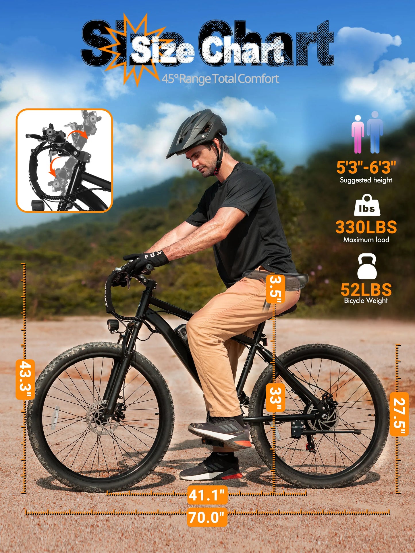 ESKUTE M200 Electric Mountain Bike – 1200W Peak Power 21 Gears