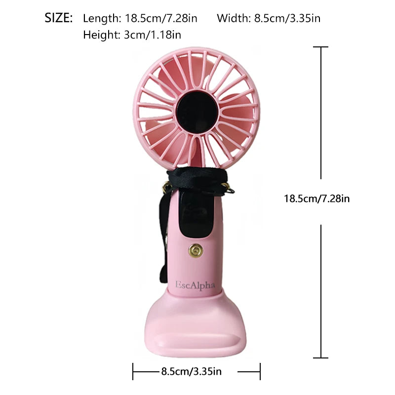 USB Rechargeable Silent Fan Set for Summer Gift, Multi-Purpose 6-Speed Handheld Fan with Display, Summer Cooling, Portab