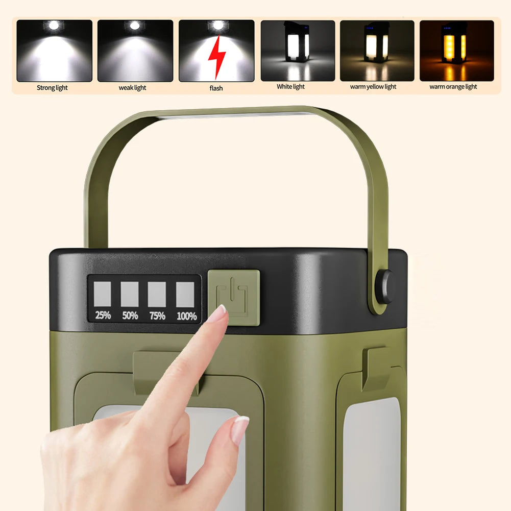Rechargeable Lantern Power Bank Solar Camping Lantern Portable LED Tent Light