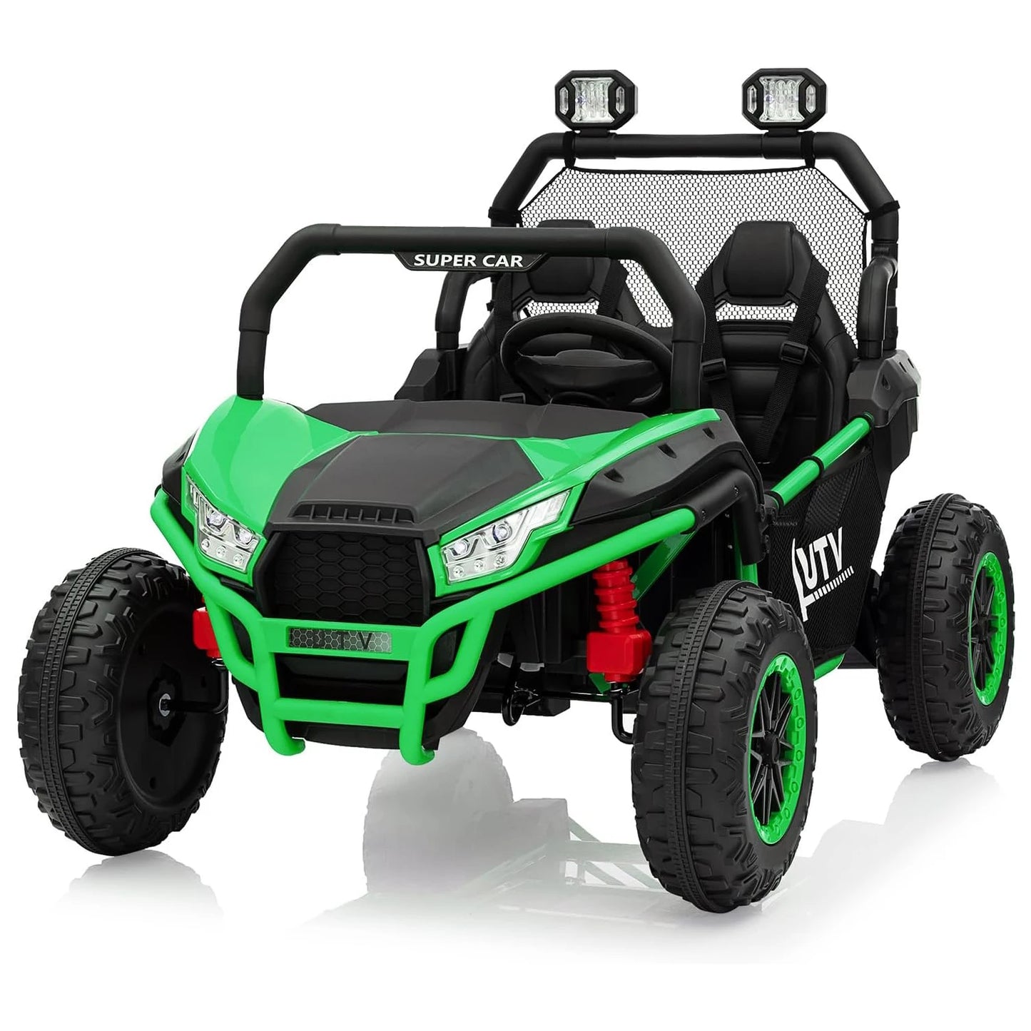 2-Seater 24V Kids UTV Ride-On Car with Remote Control – 400W Motors, 4-Wheel Suspension, LED Lights & Music for Ages 3+