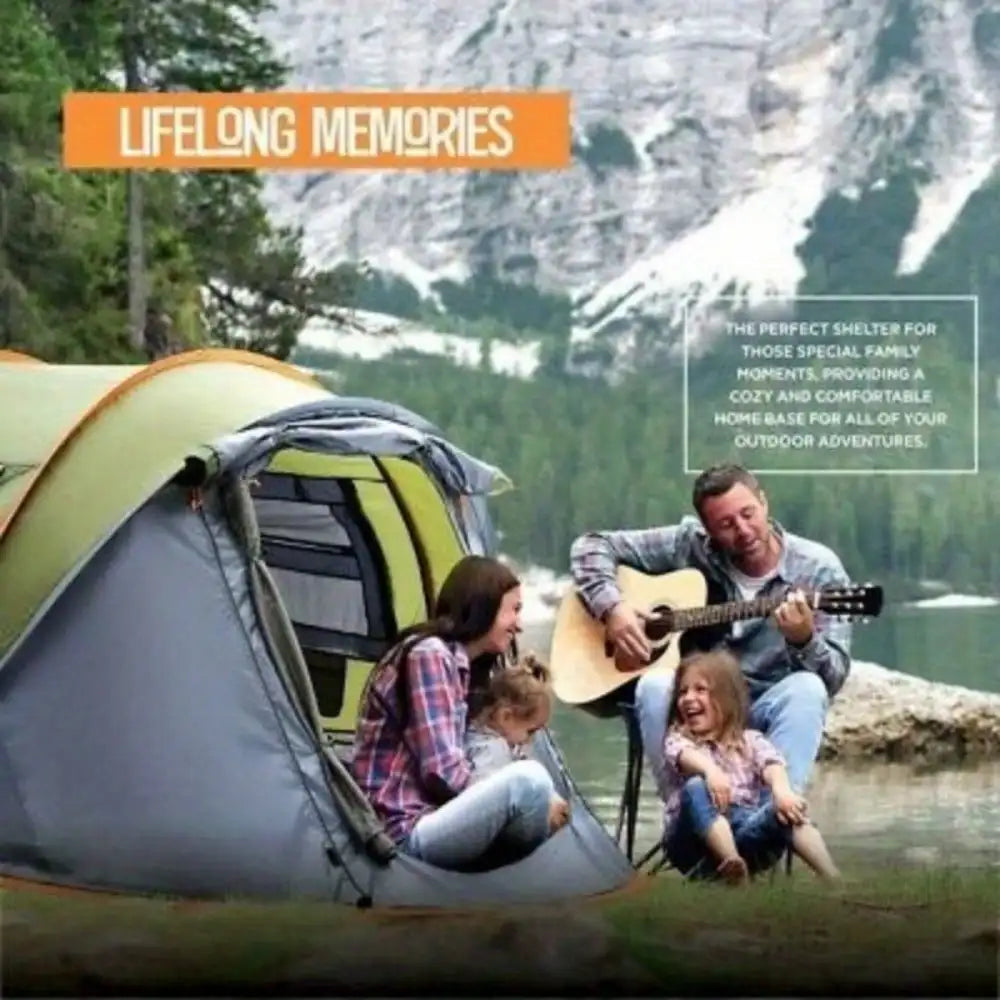 4-Person Easy Pop Up Camping Tent with 2 Doors, Waterproof & UPF50+ UV Protection