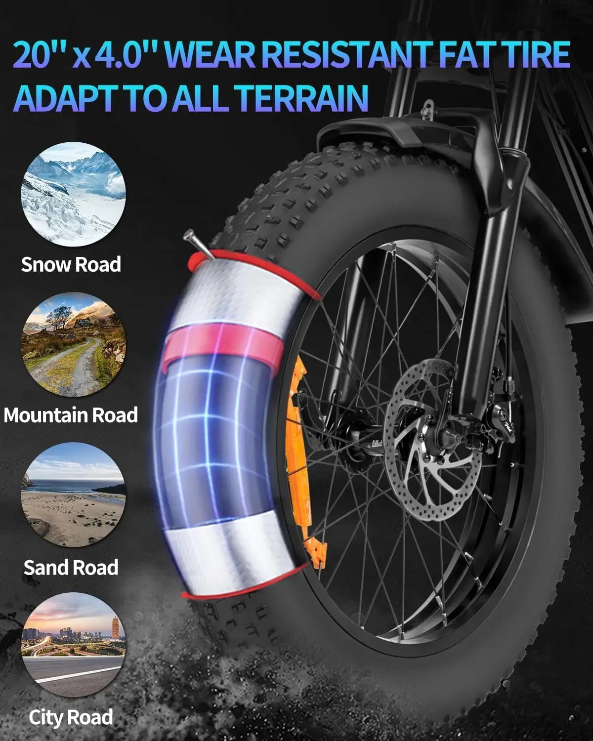 Ridstar Q20 Lite Electric Bike 1200W Peak Motor 20” Fat Tire E-Bike with 48V Battery