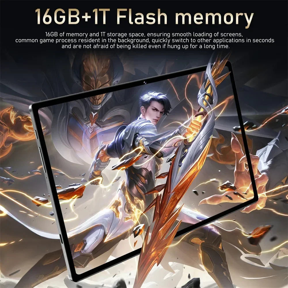 16 Pro 10.1-Inch Android 12 Tablet – Snapdragon 870 | 16GB RAM + 1TB Storage | Dual SIM + 5G WiFi | 2560×1600 Full HD Display | 10000mAh Battery