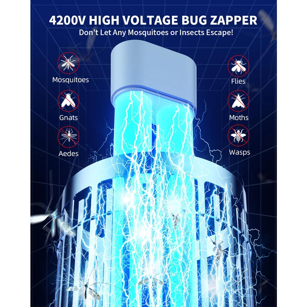 Minimoon Bug Zapper Outdoor Mosquito Zapper with Dual LED Light 4200V Electric Fly Trap