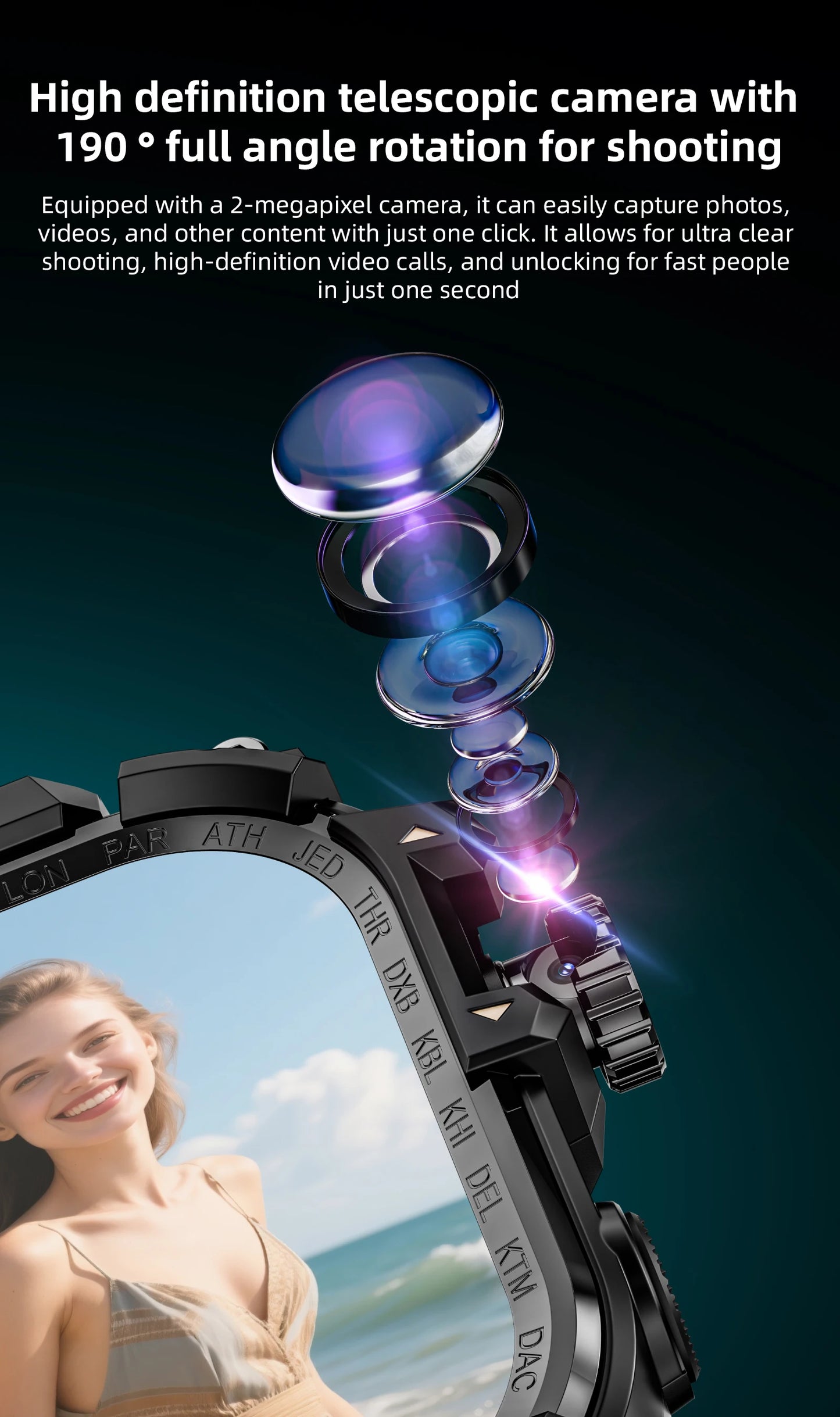 LOKMAT APPLLP 7 MAX Smart Watch Phone – 4G/5G Android Smartwatch with Rotating Camera, AMOLED Display, 3GB+32GB Storage