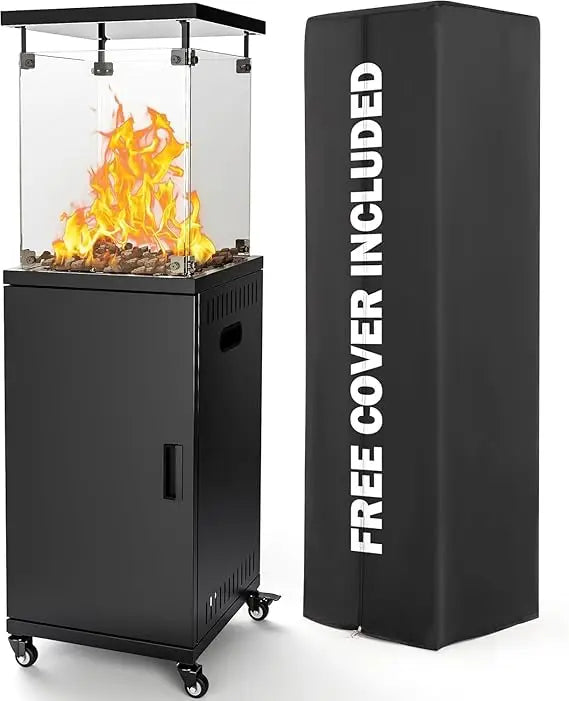 41,000 BTU Propane Patio Heater with Wheels & Cover, CSA Certified Outdoor Heater with Lockable Wheels for Backyard, Balc