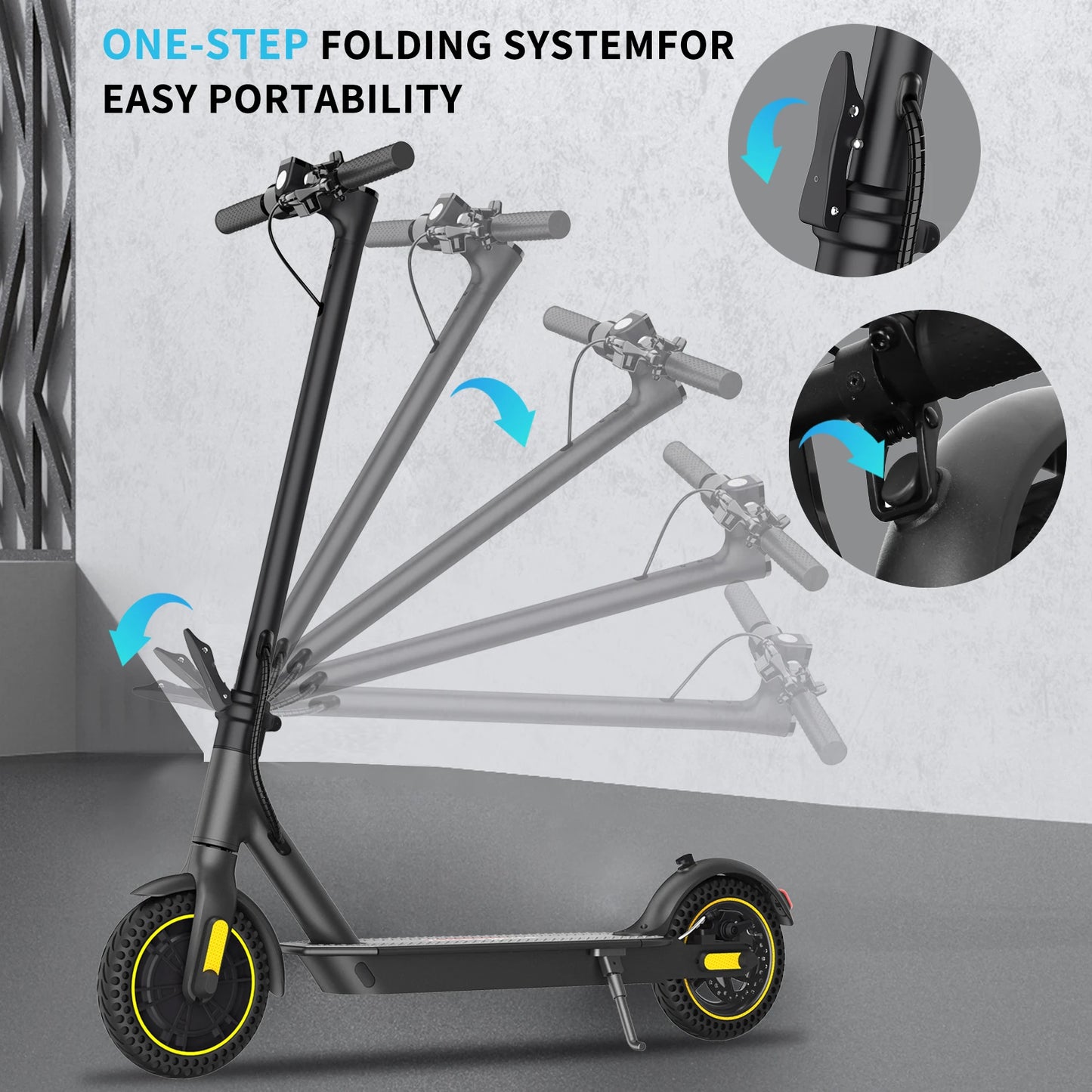 350W Electric Scooter with APP Control – 10" Solid Tires, Foldable & Waterproof