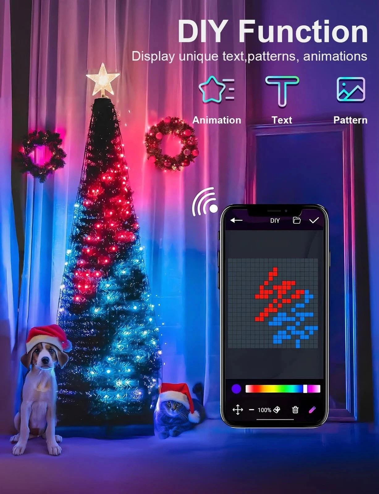 1.8M / 2.1M Smart Christmas Tree Lights – 400 LED APP-Controlled RGB DIY Light Show