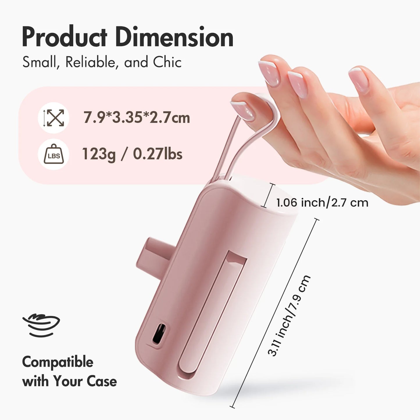 Mini Portable Power Bank 4500mAh – Capsule Charger with Dual USB-C Ports