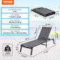 SucceBuy Chaise Lounge Chair Outdoor Aluminum Patio Lounge Folding Pool Lounge Recliner Full Flat