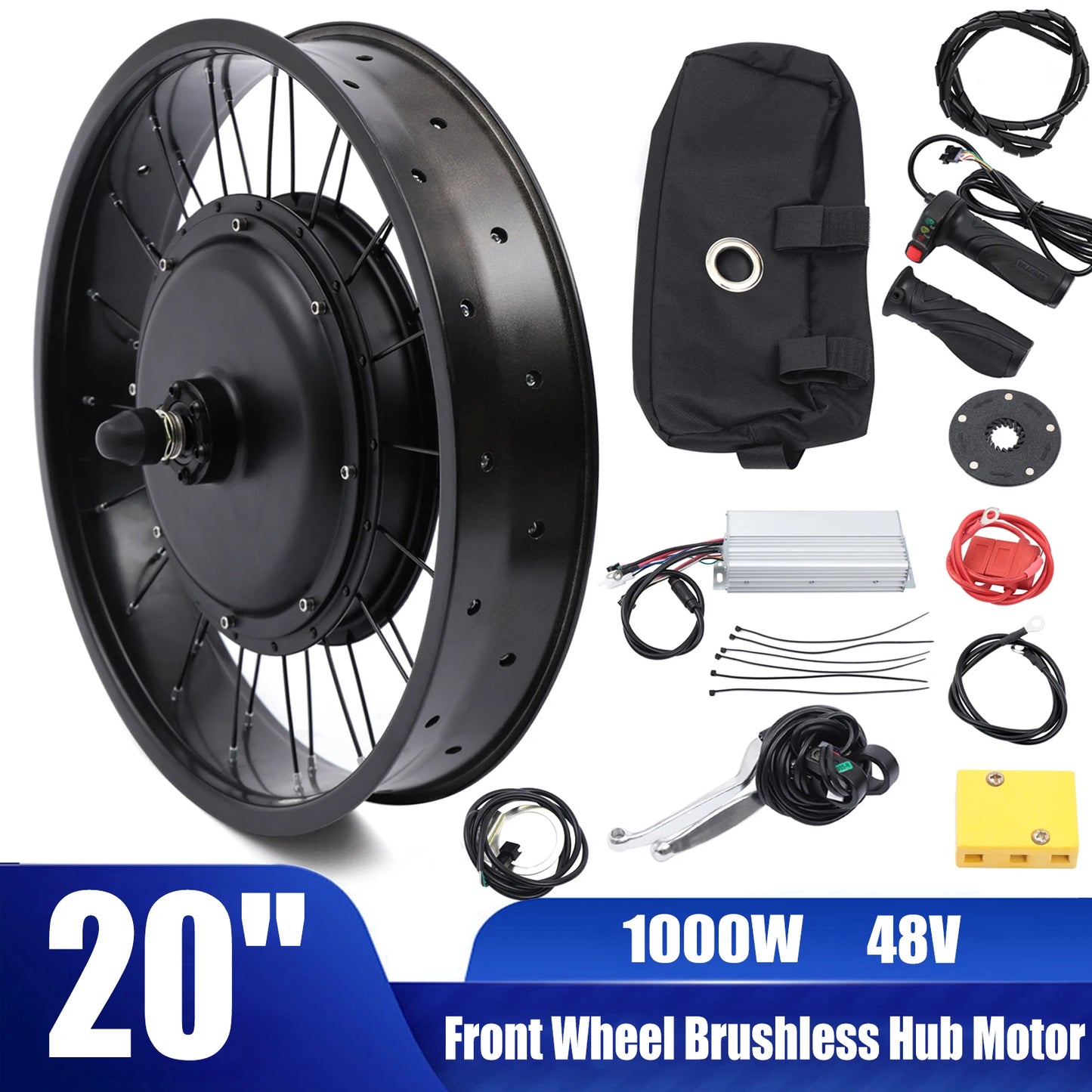Electric Bicycle Conversion Kit 20" – 48V 1000W Front Wheel E-Bike Motor Kit