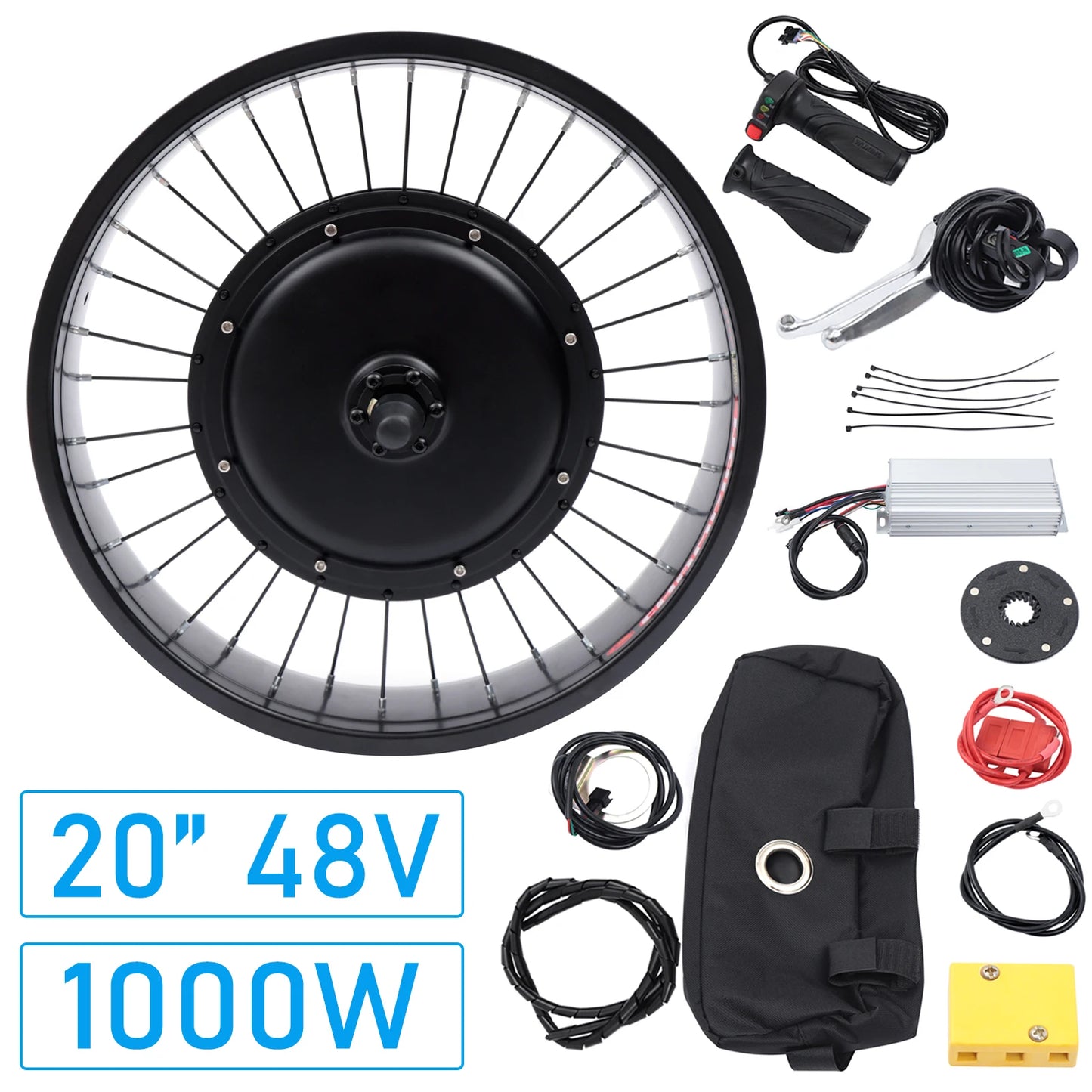 Electric Bicycle Conversion Kit 20" – 48V 1000W Front Wheel E-Bike Motor Kit