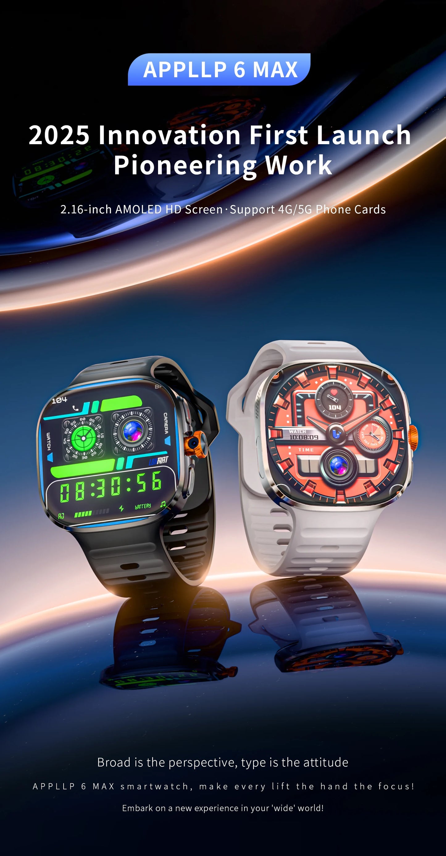 LOKMAT APPLLP 6 MAX – Android Smart Watch Phone | 2.16-Inch AMOLED Display | 4G/5G SIM | Rotating Camera | AI ChatGPT Integration