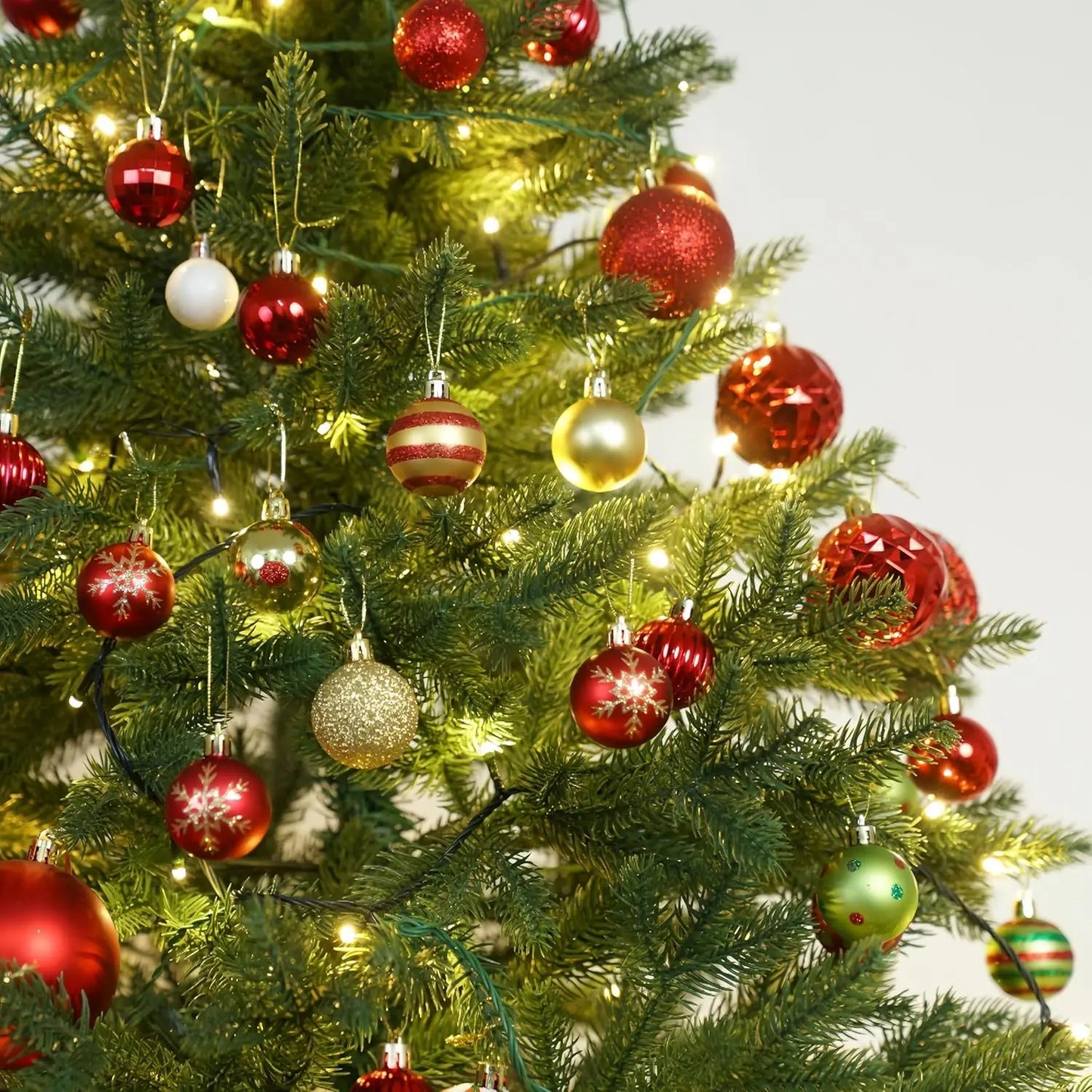 50PCS 9 Styles Red & Gold Shatterproof Christmas Ball Ornaments Set