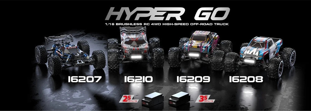 MJX Hyper Go 16207 1/16 RC Car – 70KM/H Brushless Off-Road 4WD Truck with 3S Battery & Metal Chassis