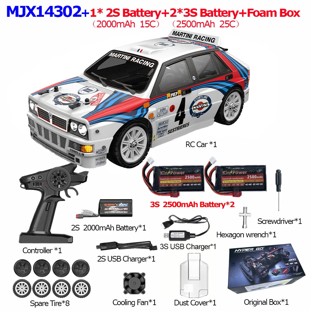 MJX Hyper Go 14304 1:14 Volkswagen Polo R WRC Brushless RC Car – 42KM/H Drift Rally Racer with Gyro, Lights & Metal Chassis