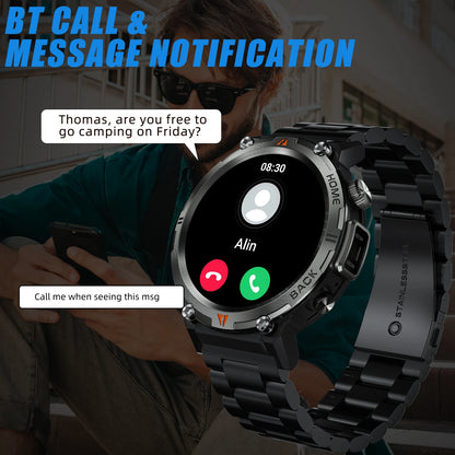 LaNikar 2024 Smart Watch for Men – Bluetooth Calling, Built-in Flashlight, 1.45” Touchscreen, Military-Grade Fitness Tracker