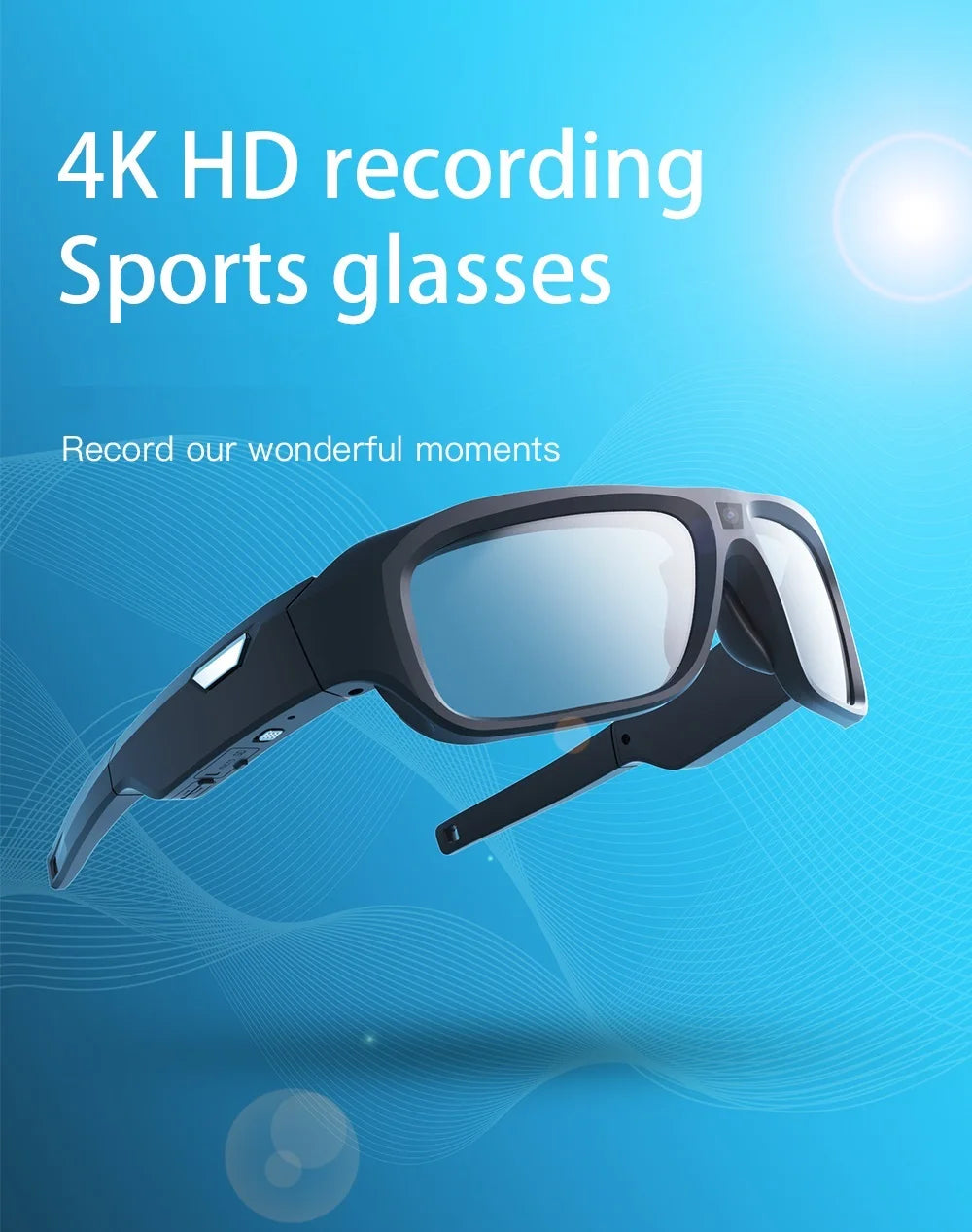 4K HD Smart Camera Glasses with 64GB Storage & Hands-Free POV Recording