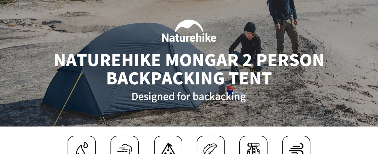 Naturehike Mongar Ultralight 2 Person Camping Tent Waterproof PU3000mm Double Layer Hiking Shelter