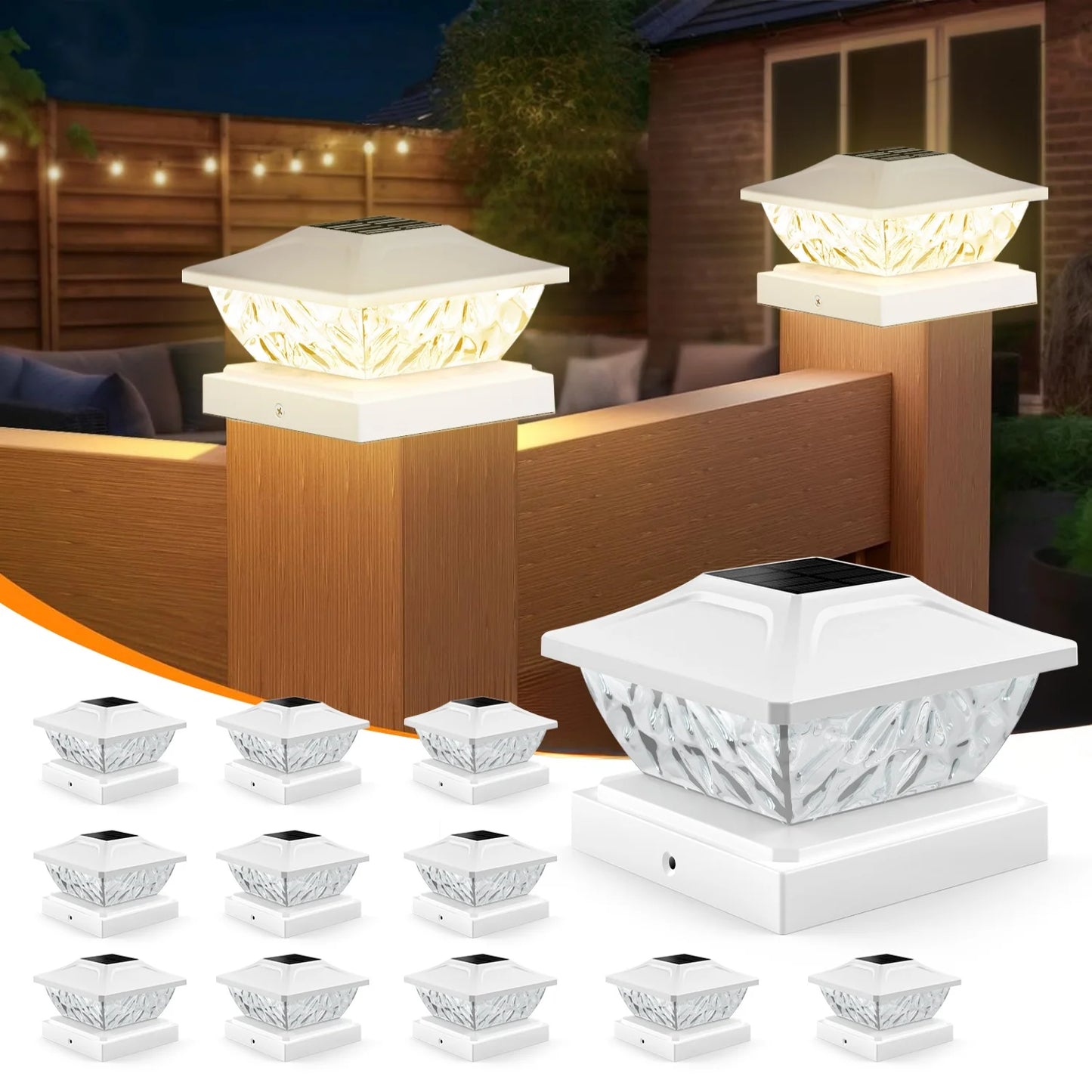 4/6/8/12 Pack 2 Mode Bright Solar Post Lights For Porches, Decks & Walkways