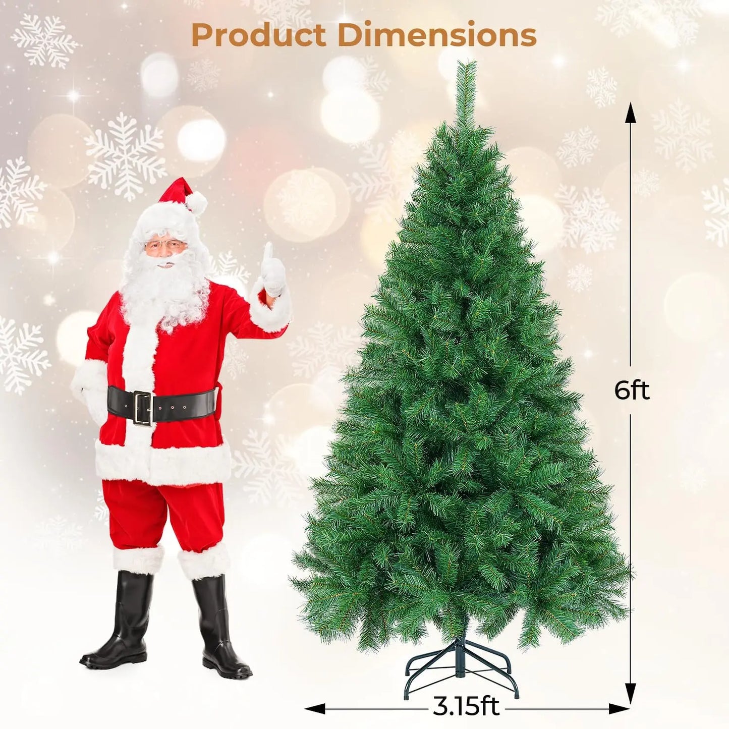 Best Choice Products Artificial Christmas Tree, 6ft,7ft,8ft Premium Unlit Realistic Spruce Holiday Décor w/Dense Branches, Easy Assembly