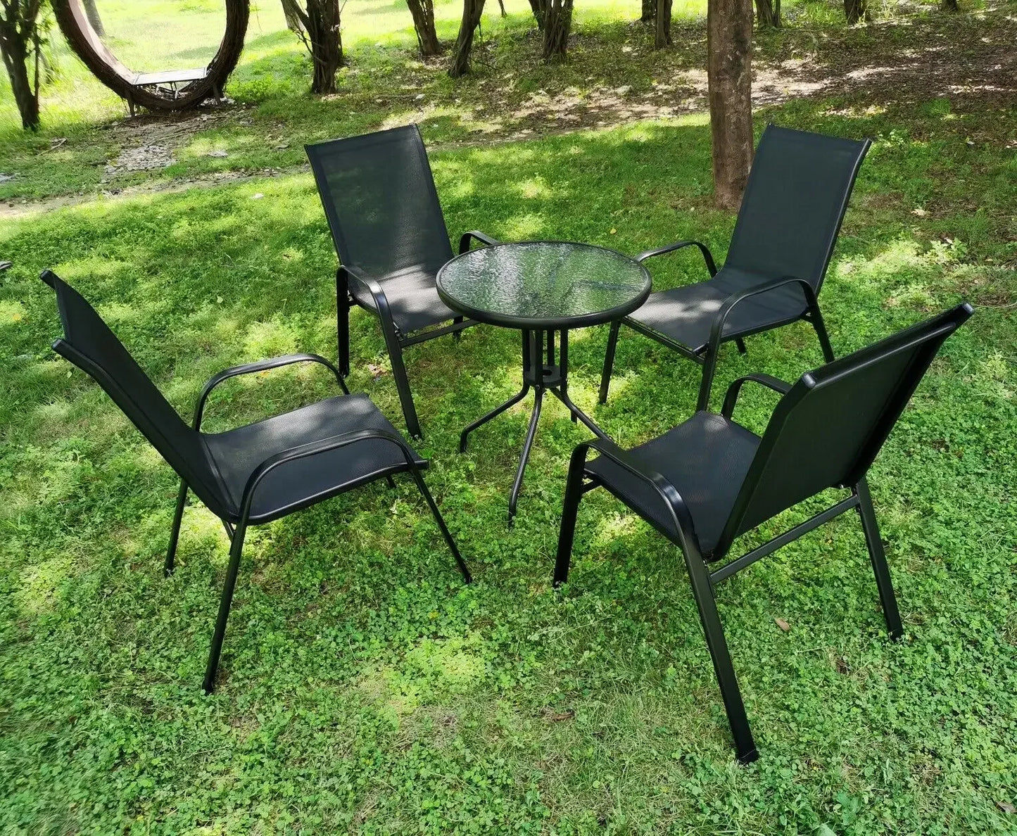 4PCS Outdoor Garden Chairs – Stackable Patio Seating Set
