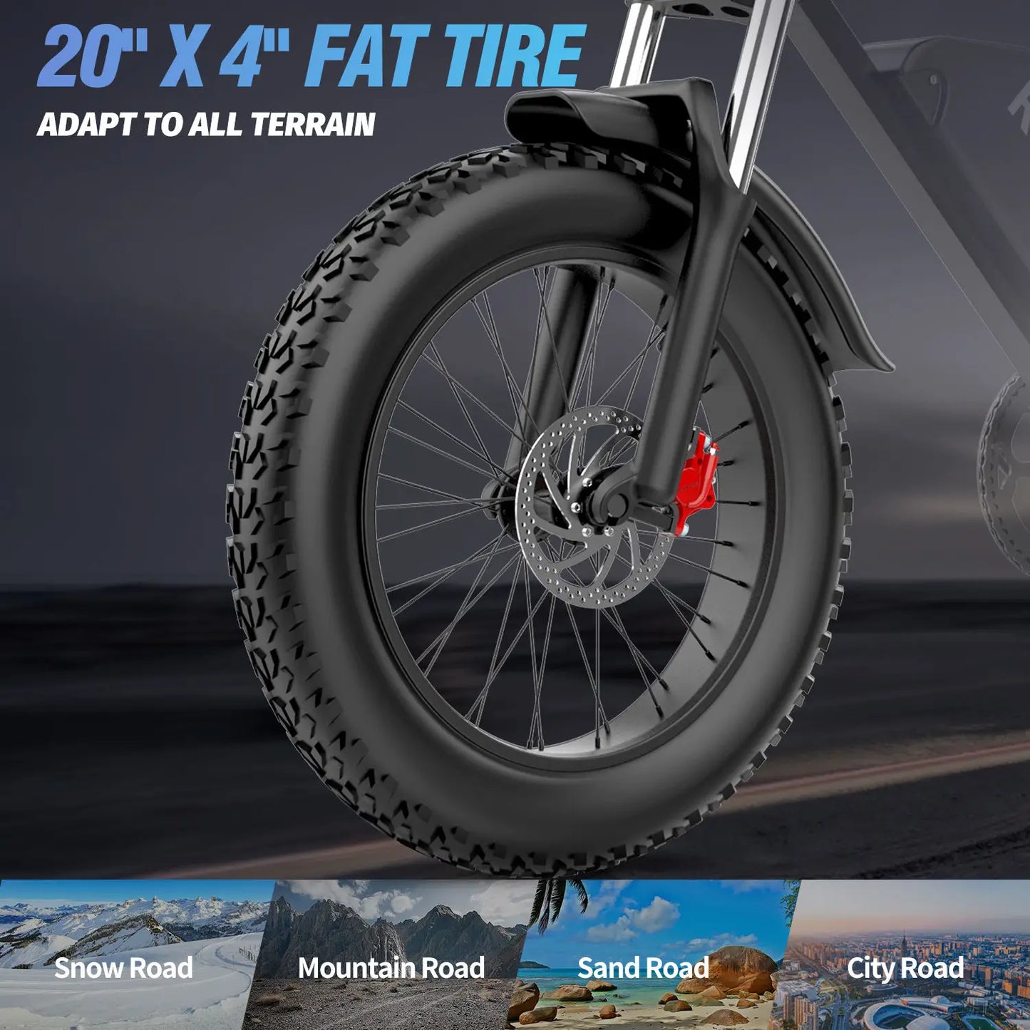 Ridstar Q20 Lite Electric Bike 1200W Peak Motor 20” Fat Tire E-Bike with 48V Battery