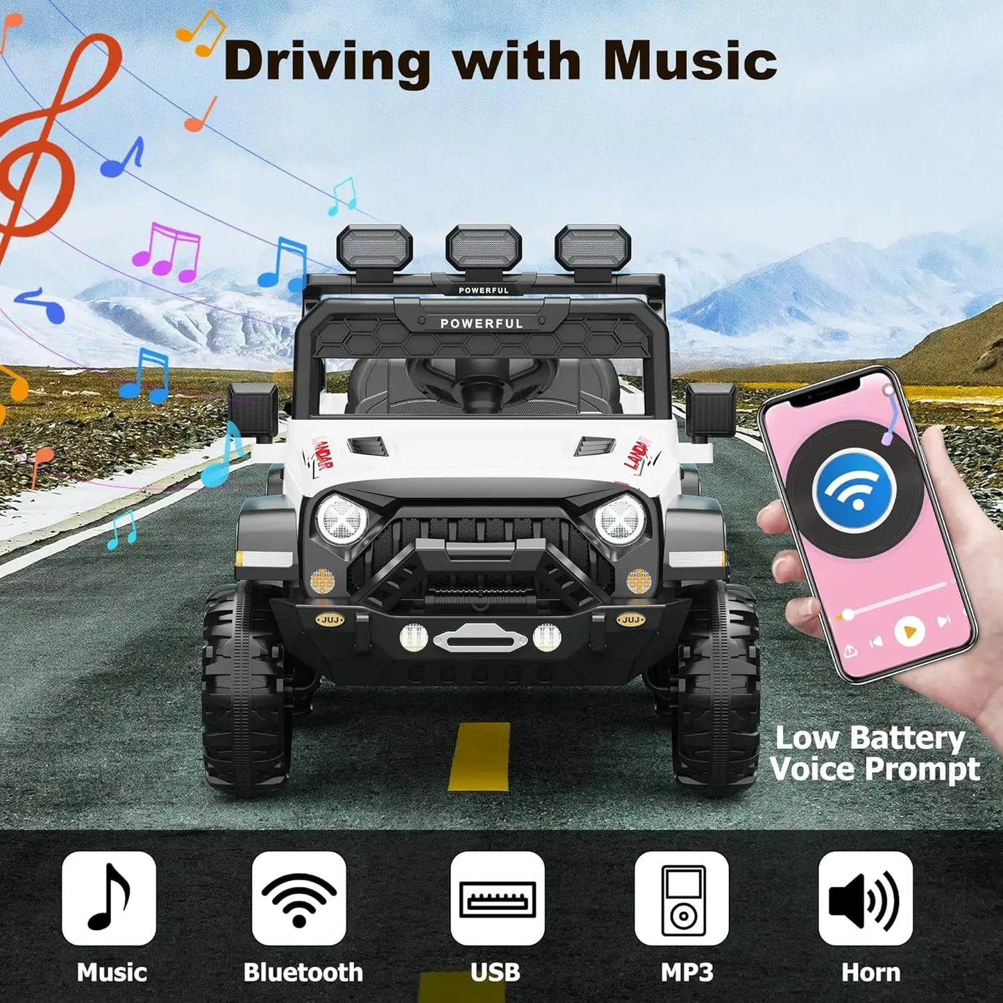 24V Power Wheels Ride on Car for Kids with Remote Control,6 Wheels, 4WD Switchable,Bluetooth, 3 Speeds,Electric Vehicles Battery