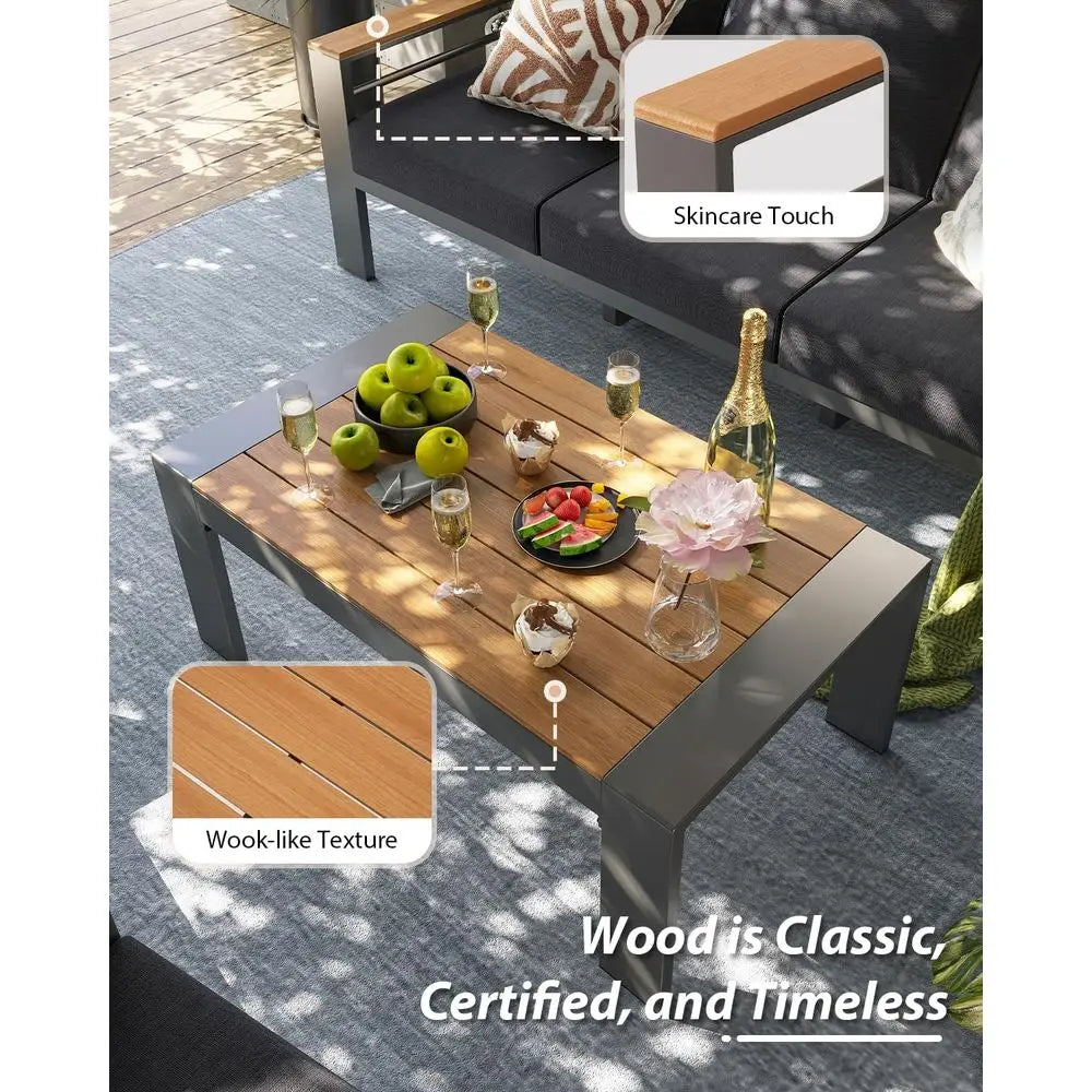 5-Seat Outdoor Sectional Patio Set with Coffee Table, Upgraded Cushions for Backyard, Garden & Poolside