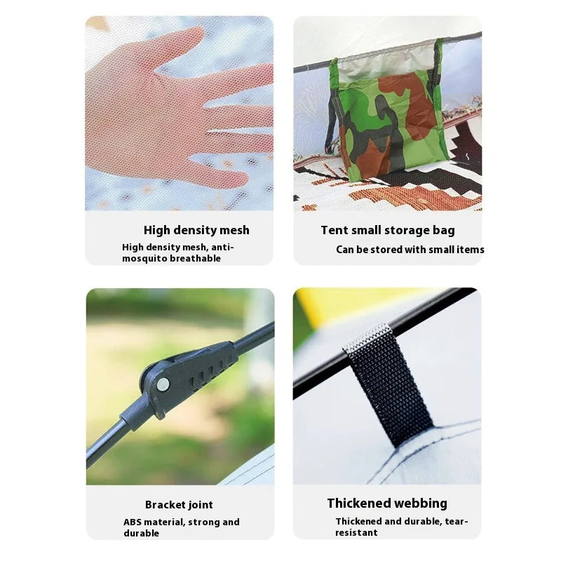 3-4 Person Automatic Quick-Opening Tent, 201T Polyester, 1500mm Waterproof, Dual Doors & Windows, Lightweight Fiberglass Frame