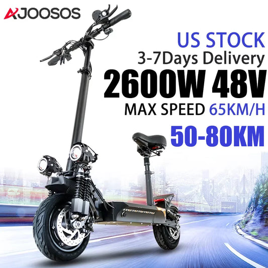 Electric Scooter 2600W Dual Motor – 40 MPH, 48V 20.8Ah Battery, Foldable with Seat, 80KM Range