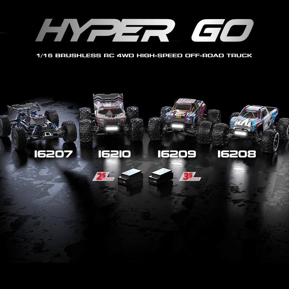 MJX Hyper Go 16207 1/16 RC Car – 70KM/H Brushless Off-Road 4WD Truck with 3S Battery & Metal Chassis