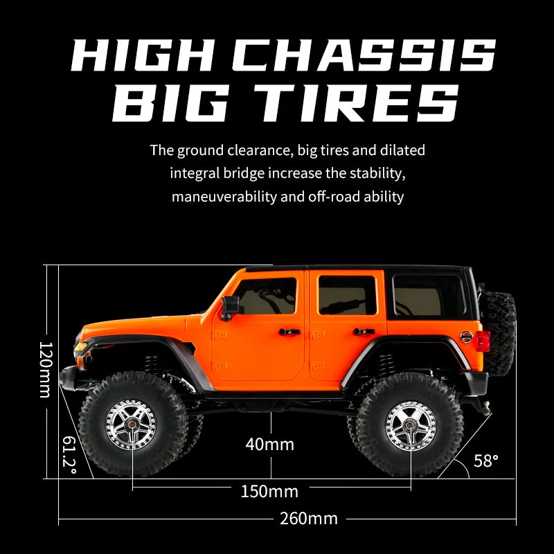 C8801 1:18 RC Climbing Jeep – 4WD Off-Road Rock Crawler with Lights, 2.4GHz Remote, 370 Motor & Simulation Body