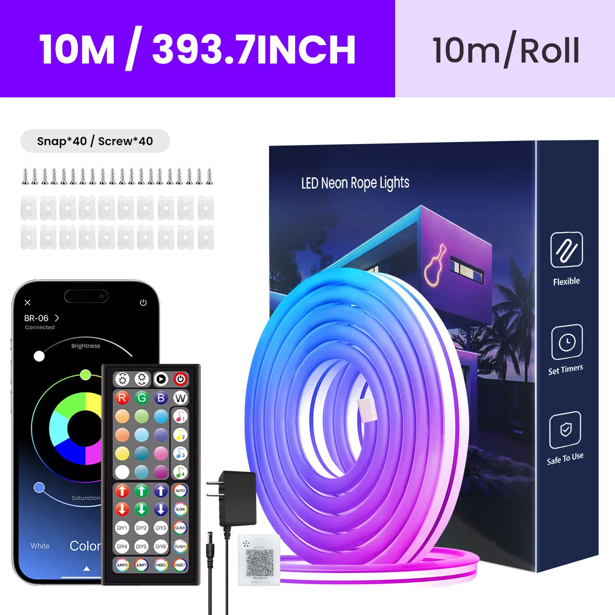 Flexible LED Light Strip With Remote And APP Control RGB Lighting Strip for Home/Bedroom