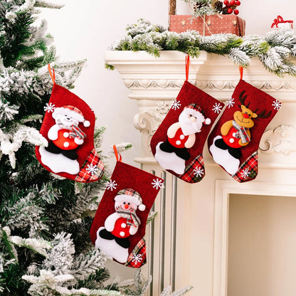 Embroidered Snowman Christmas Stockings – 4 Pack