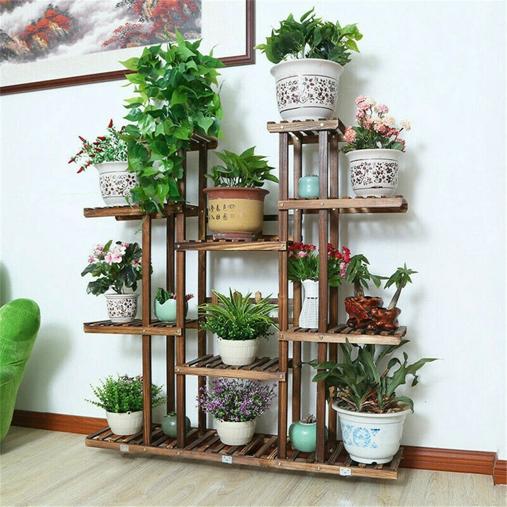 46" Multi-Tier Wooden Plant Stand – Indoor & Outdoor Flower Display Shelf