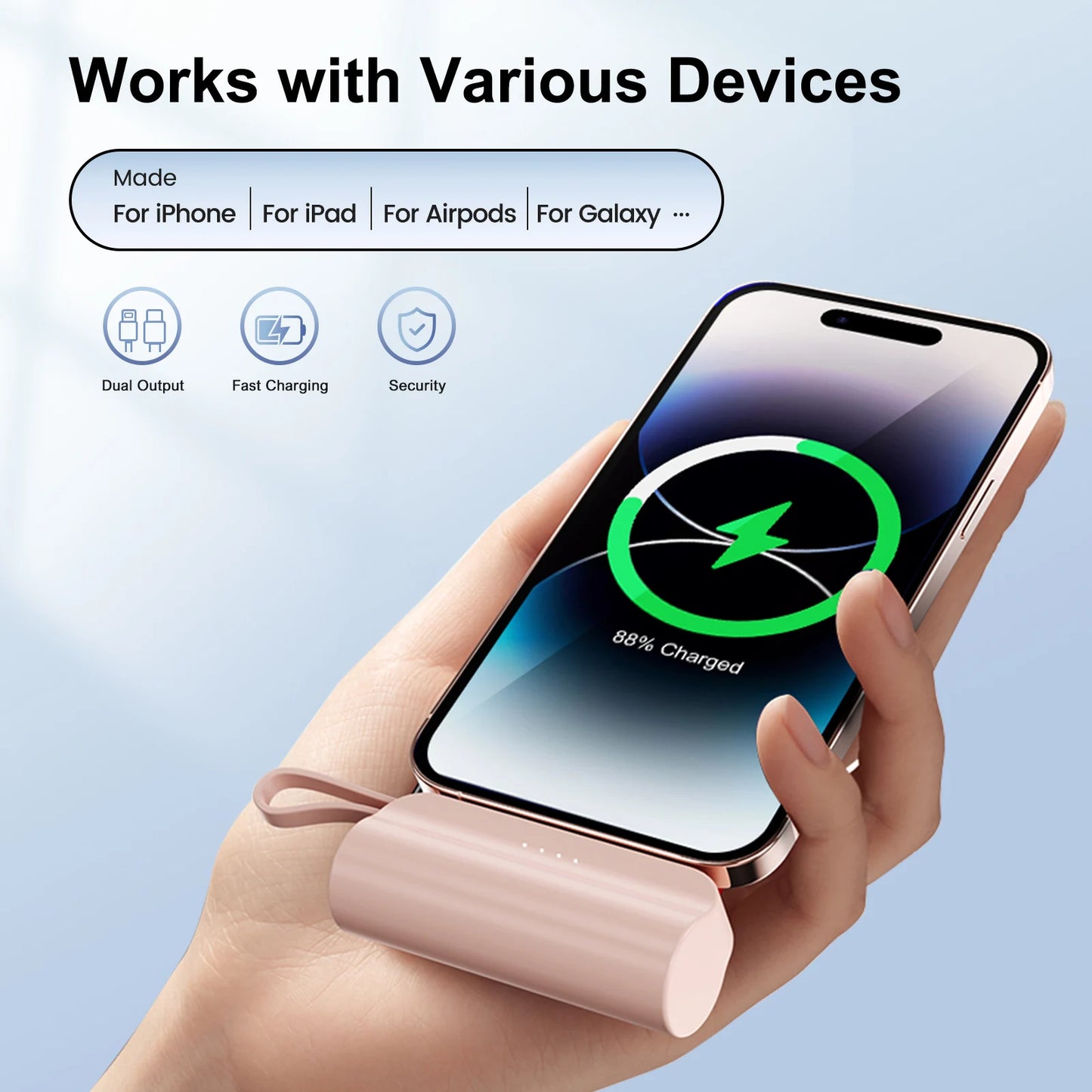 Mini Portable Power Bank 4500mAh – Capsule Charger with Dual USB-C Ports