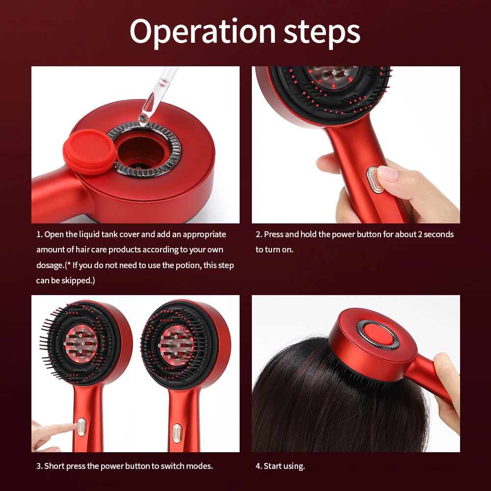 Electric Massage Comb 3 Modes Portable Red Light Laser Comb for Hair Follicles