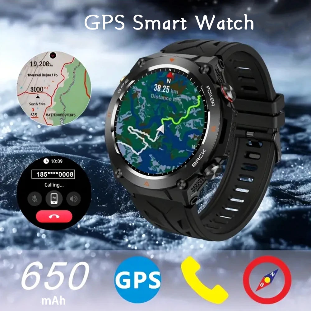 SENBONO KC82 GPS Smart Watch – 1.45” HD IPS Display, Built-in GPS, Bluetooth Calling, Military-Grade Sports Watch