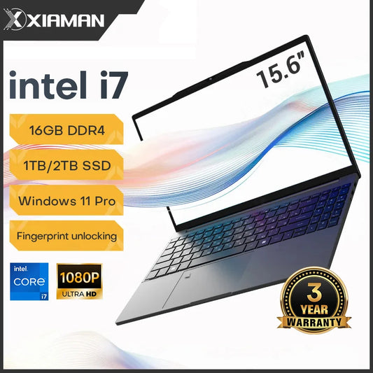 15.6" Ultra-Thin Laptop – Intel Core i7-6500U, 16GB RAM, 512GB/1TB SSD, Windows 11 Pro, Backlit Keyboard, Fingerprint Unlock