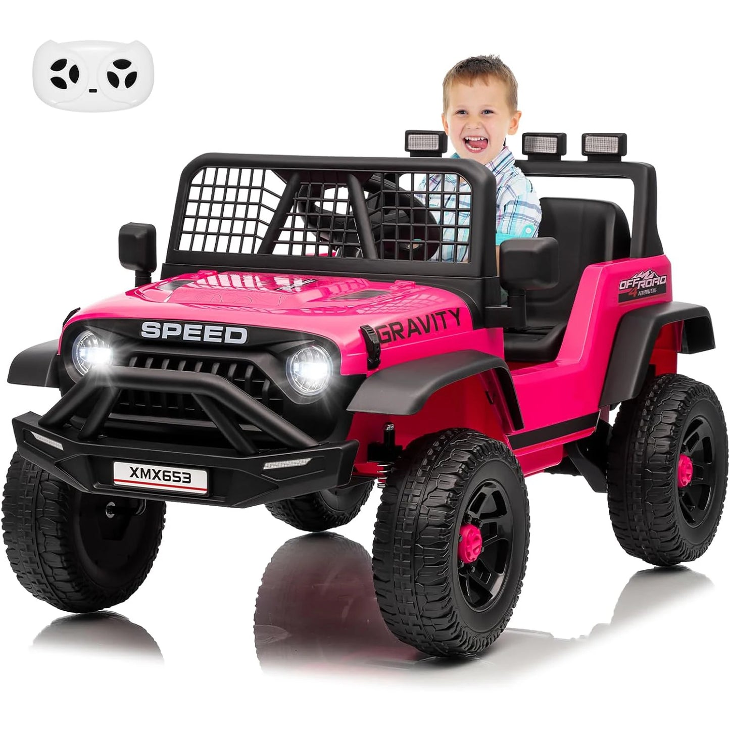 12V Ride-On Car for Kids with Remote Control – 3 Speeds, LED Lights, Music & Safety Belt Electric Vehicle for Ages 3–6