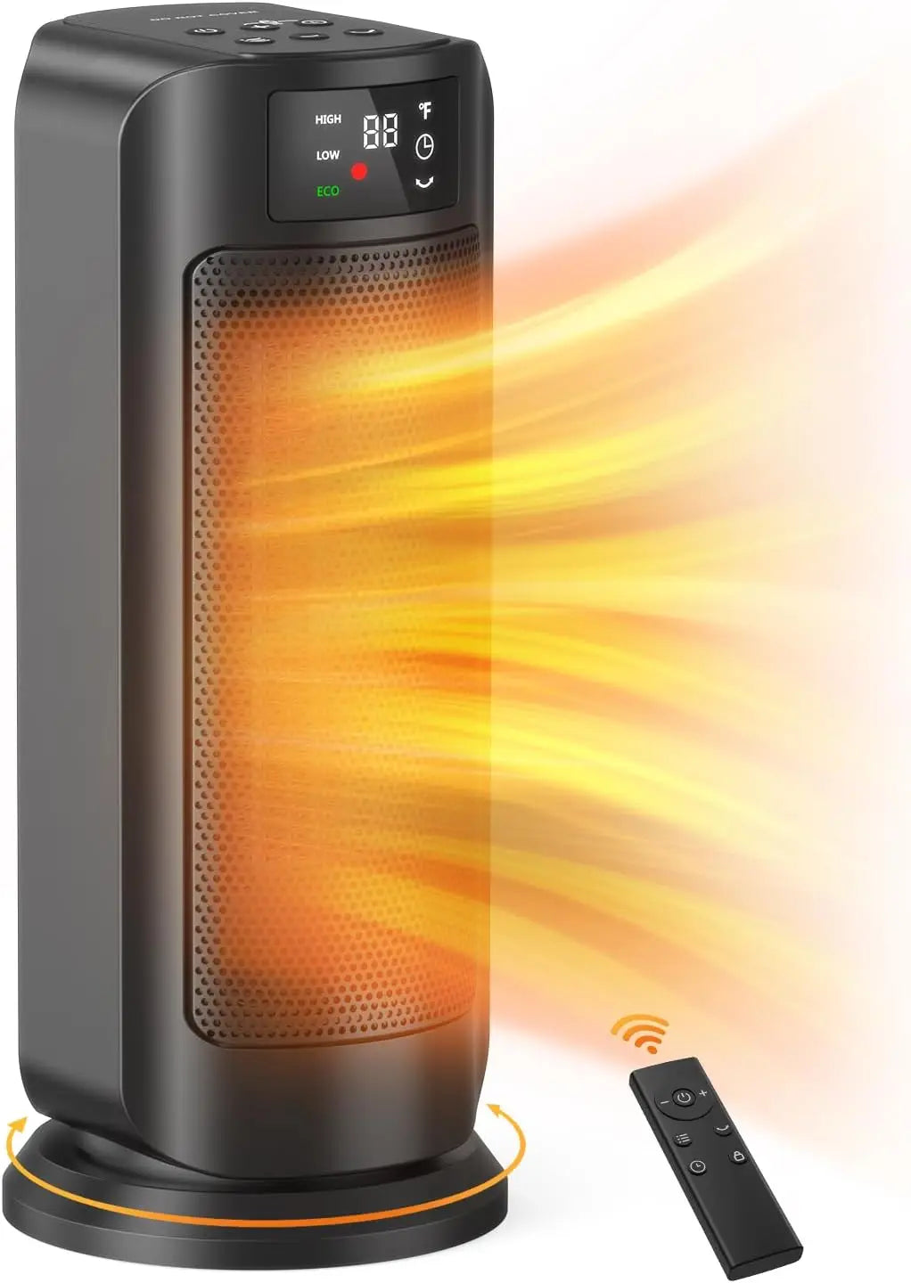 Portable 1500W Ceramic Heater with Thermostat, Oscillation, ECO Mode & Remote – Safe & Smart Indoor Heating