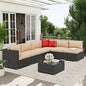 7-Piece Outdoor Patio Furniture Set – Wicker Sectional Sofa with Cushions & Glass Coffee Table