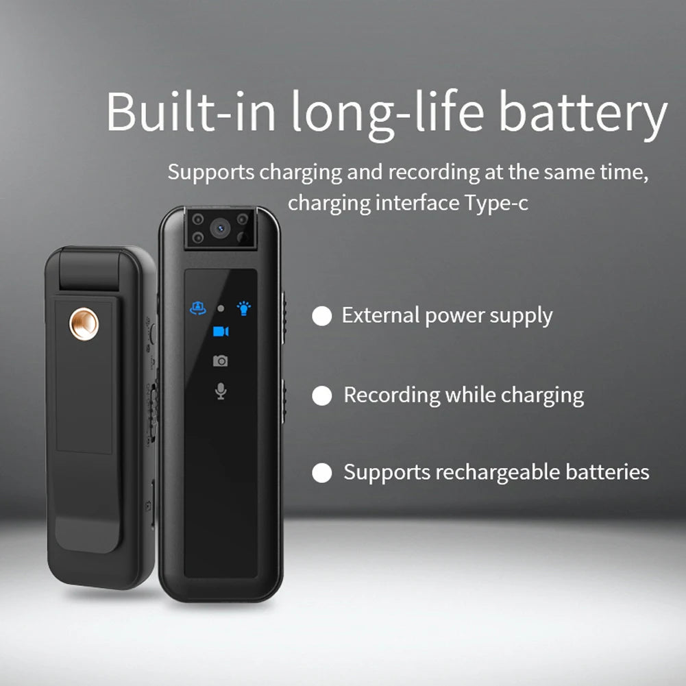 Mini HD 1080P Body Camera with Night Vision & 180° Rotating Lens
