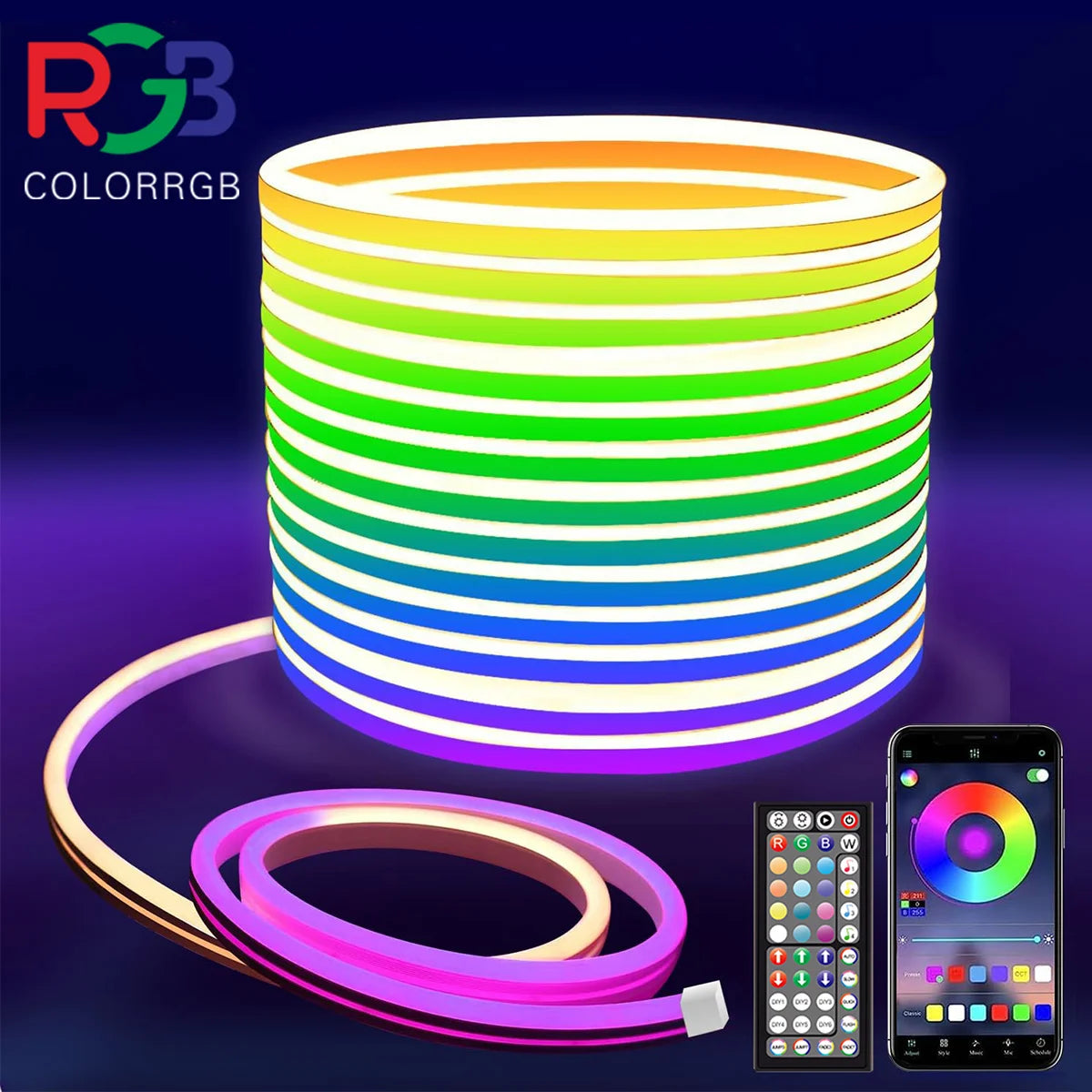 Flexible LED Light Strip With Remote And APP Control RGB Lighting Strip for Home/Bedroom