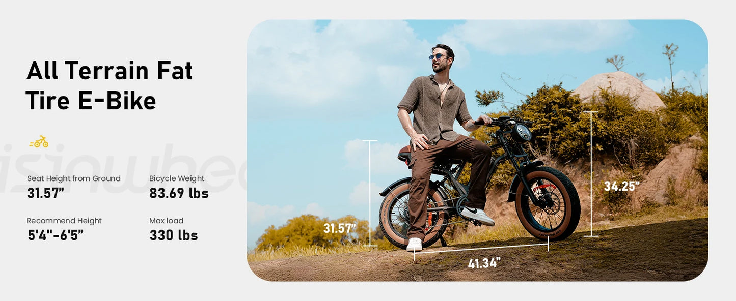 R6 Fat Tire Electric Bike – 1500W Off-Road Power with Full Suspension